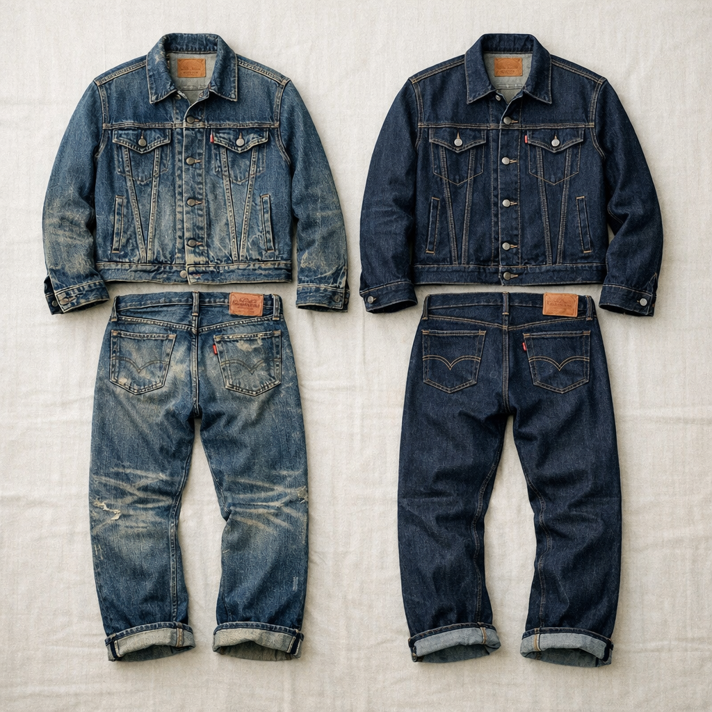 Levi's 501XXのヴィンテージと現行品の比較のシルエット
